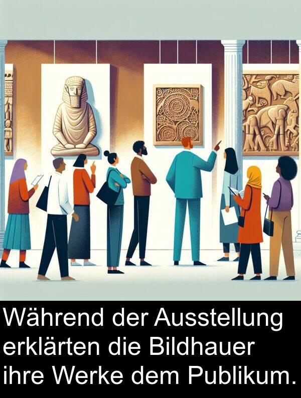 ihre: Während der Ausstellung erklärten die Bildhauer ihre Werke dem Publikum.