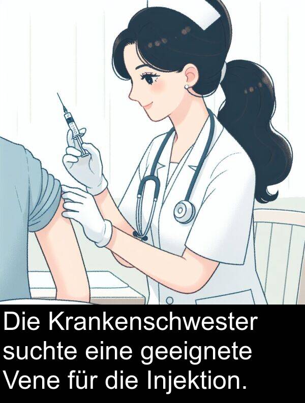 geeignete: Die Krankenschwester suchte eine geeignete Vene für die Injektion.