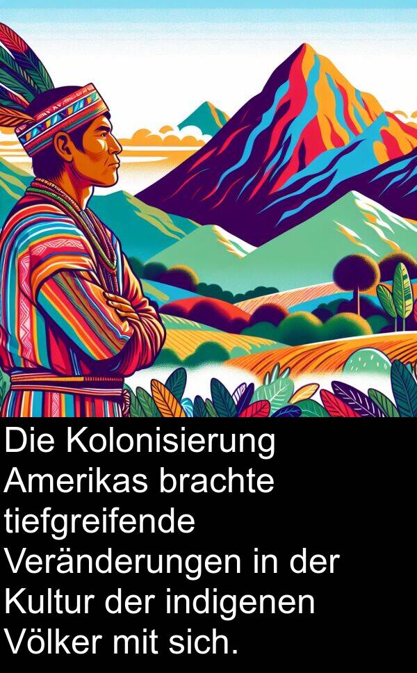 Veränderungen: Die Kolonisierung Amerikas brachte tiefgreifende Veränderungen in der Kultur der indigenen Völker mit sich.