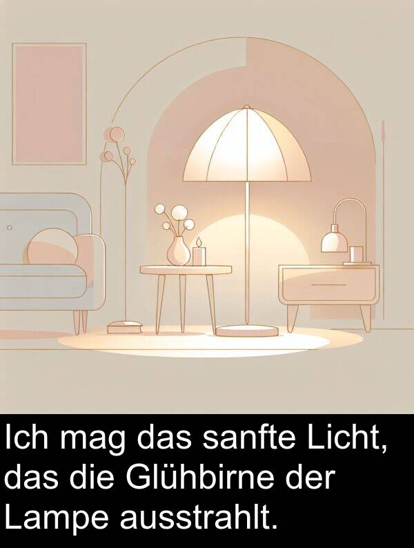 mag: Ich mag das sanfte Licht, das die Glühbirne der Lampe ausstrahlt.