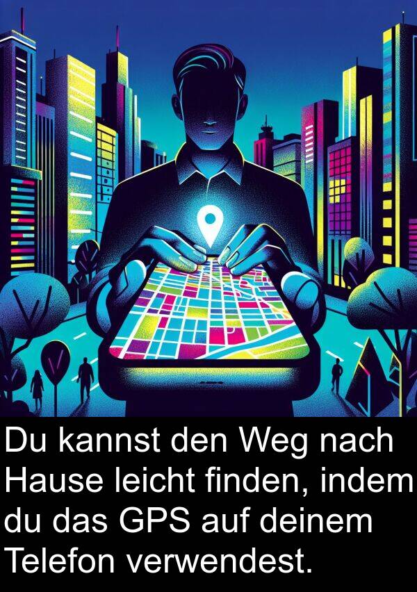 finden: Du kannst den Weg nach Hause leicht finden, indem du das GPS auf deinem Telefon verwendest.