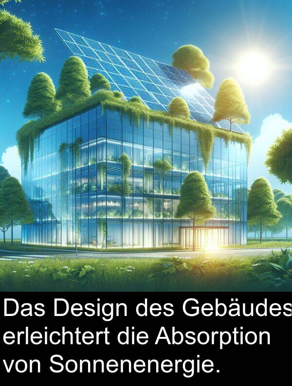 Gebäudes: Das Design des Gebäudes erleichtert die Absorption von Sonnenenergie.