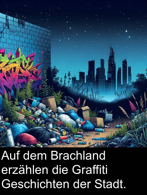 Graffiti: Auf dem Brachland erzählen die Graffiti Geschichten der Stadt.