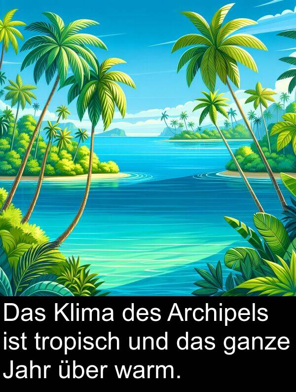 tropisch: Das Klima des Archipels ist tropisch und das ganze Jahr über warm.