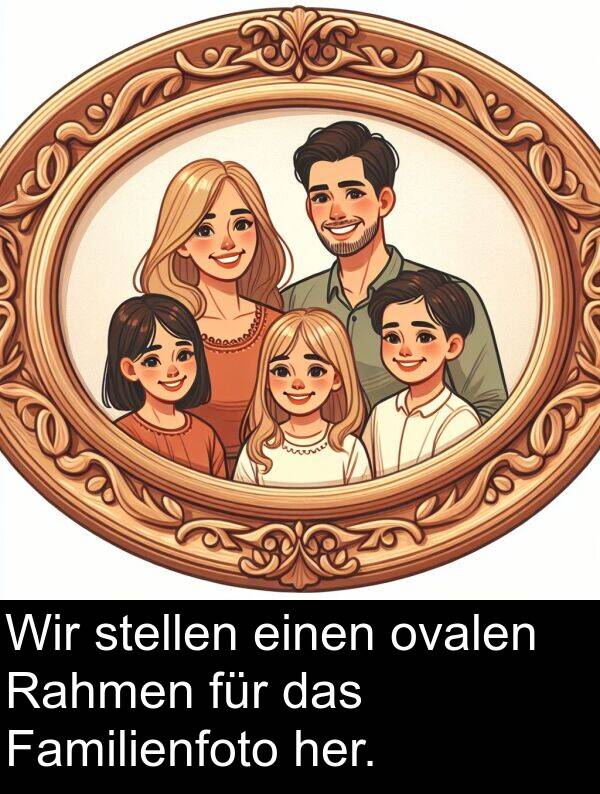 Familienfoto: Wir stellen einen ovalen Rahmen für das Familienfoto her.