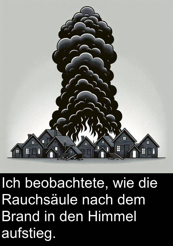 Rauchsäule: Ich beobachtete, wie die Rauchsäule nach dem Brand in den Himmel aufstieg.