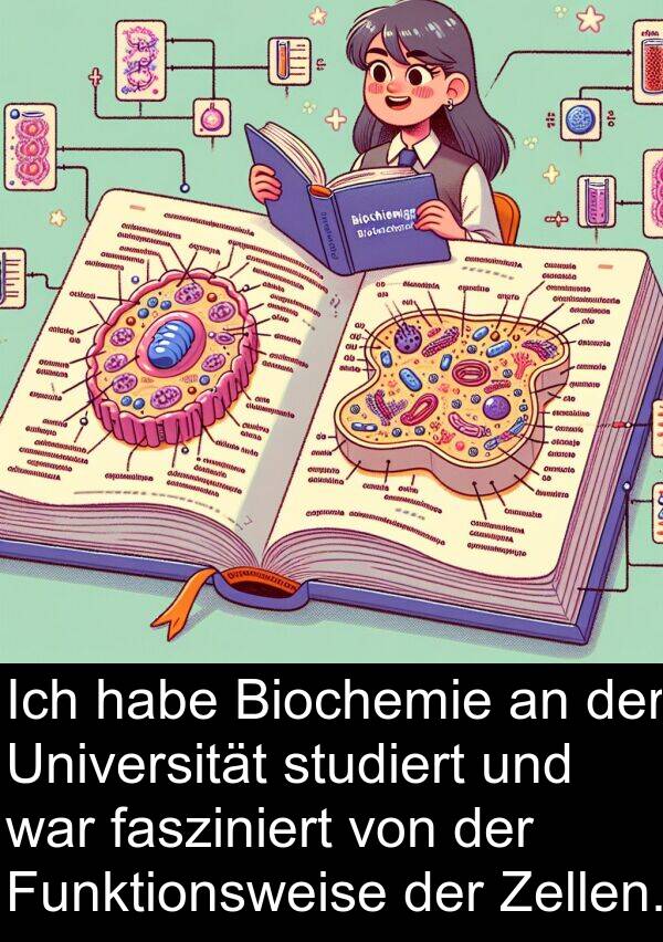 Funktionsweise: Ich habe Biochemie an der Universität studiert und war fasziniert von der Funktionsweise der Zellen.