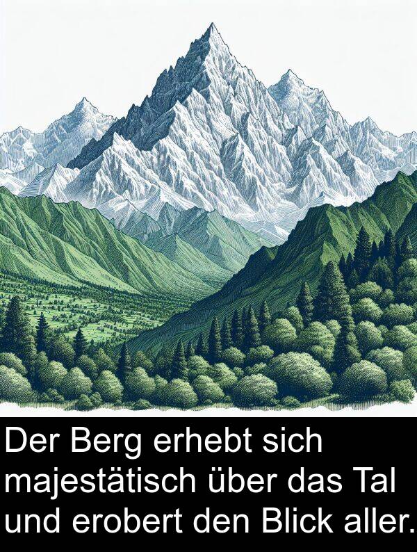 Tal: Der Berg erhebt sich majestätisch über das Tal und erobert den Blick aller.