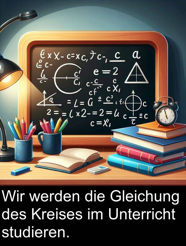 Gleichung: Wir werden die Gleichung des Kreises im Unterricht studieren.