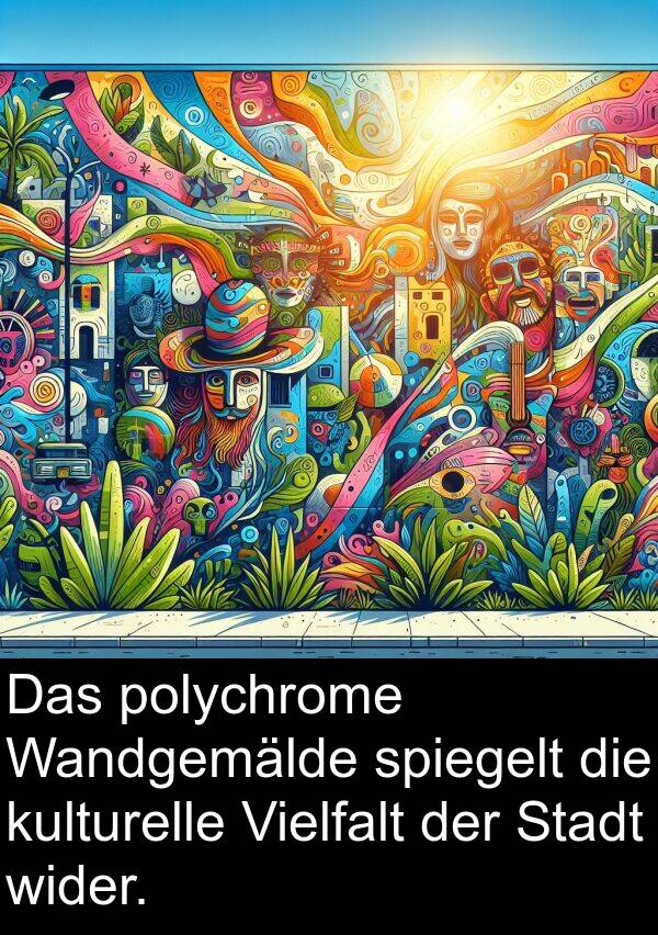 kulturelle: Das polychrome Wandgemälde spiegelt die kulturelle Vielfalt der Stadt wider.