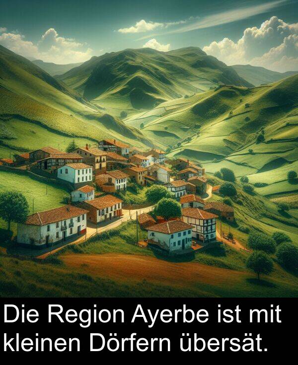 Dörfern: Die Region Ayerbe ist mit kleinen Dörfern übersät.