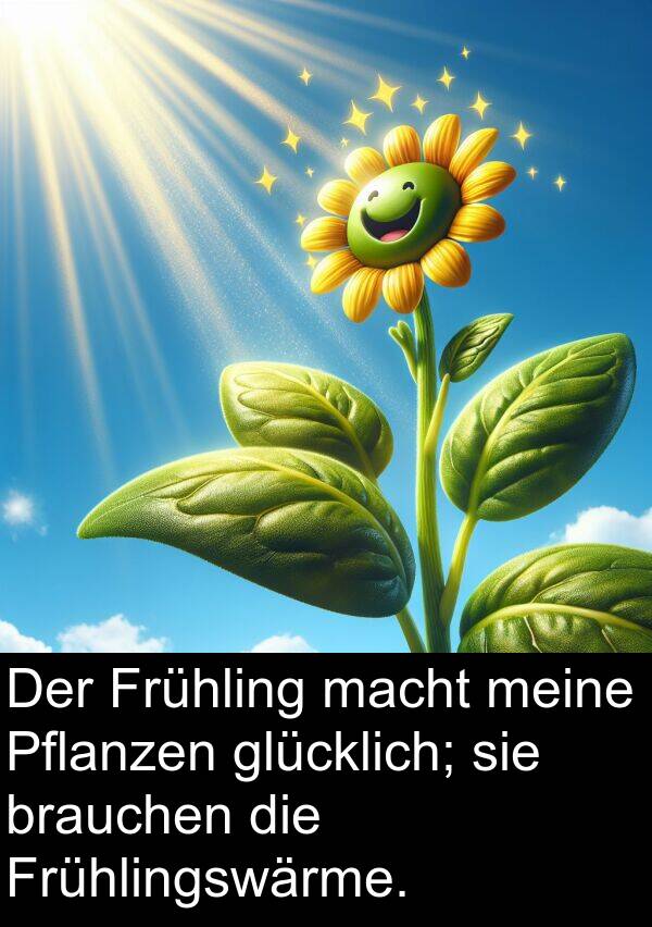 glücklich: Der Frühling macht meine Pflanzen glücklich; sie brauchen die Frühlingswärme.