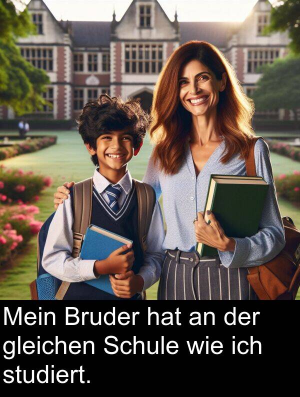 gleichen: Mein Bruder hat an der gleichen Schule wie ich studiert.