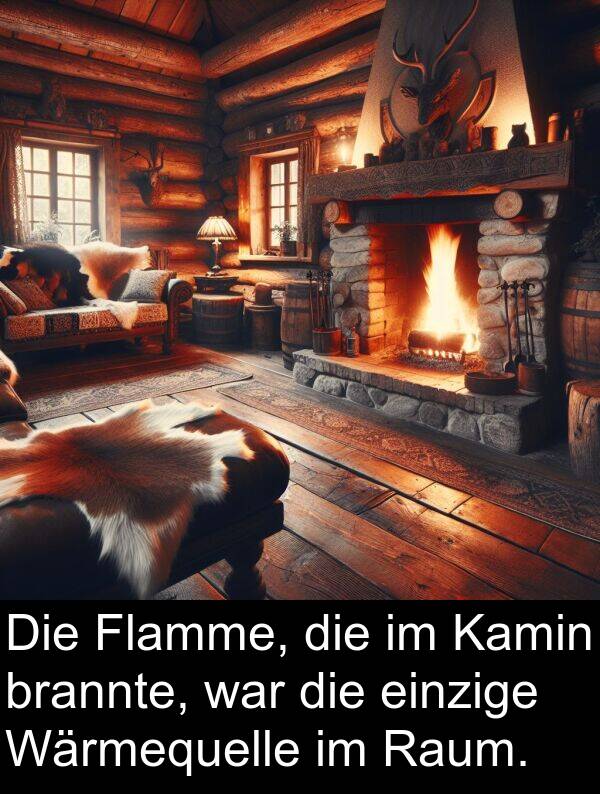 Flamme: Die Flamme, die im Kamin brannte, war die einzige Wärmequelle im Raum.