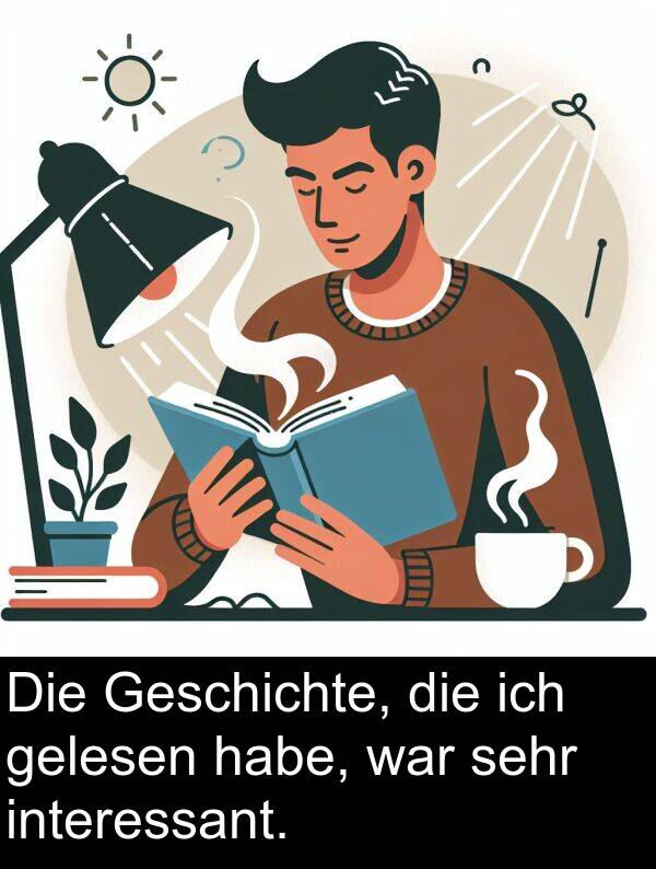 gelesen: Die Geschichte, die ich gelesen habe, war sehr interessant.