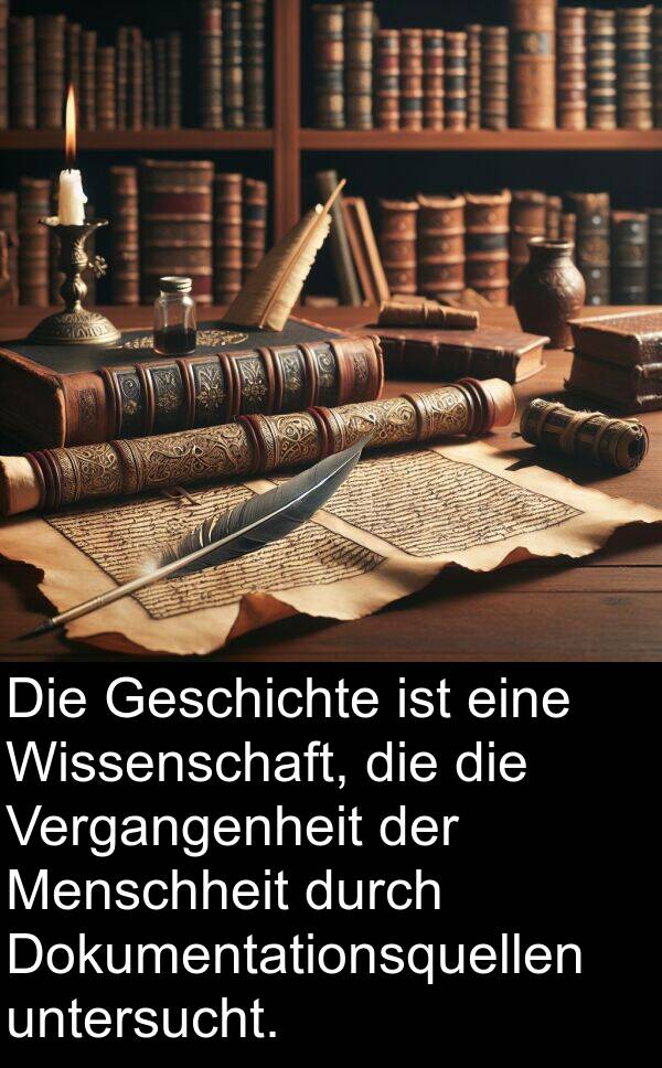 Dokumentationsquellen: Die Geschichte ist eine Wissenschaft, die die Vergangenheit der Menschheit durch Dokumentationsquellen untersucht.