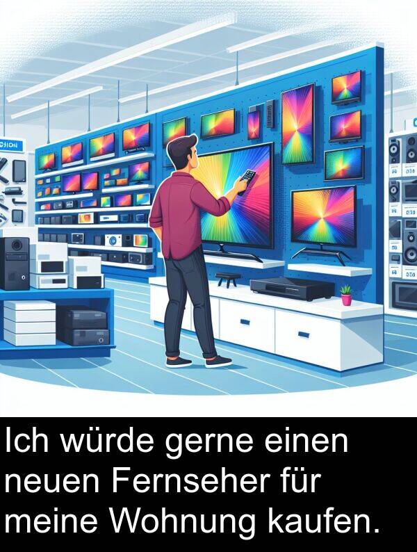 kaufen: Ich würde gerne einen neuen Fernseher für meine Wohnung kaufen.