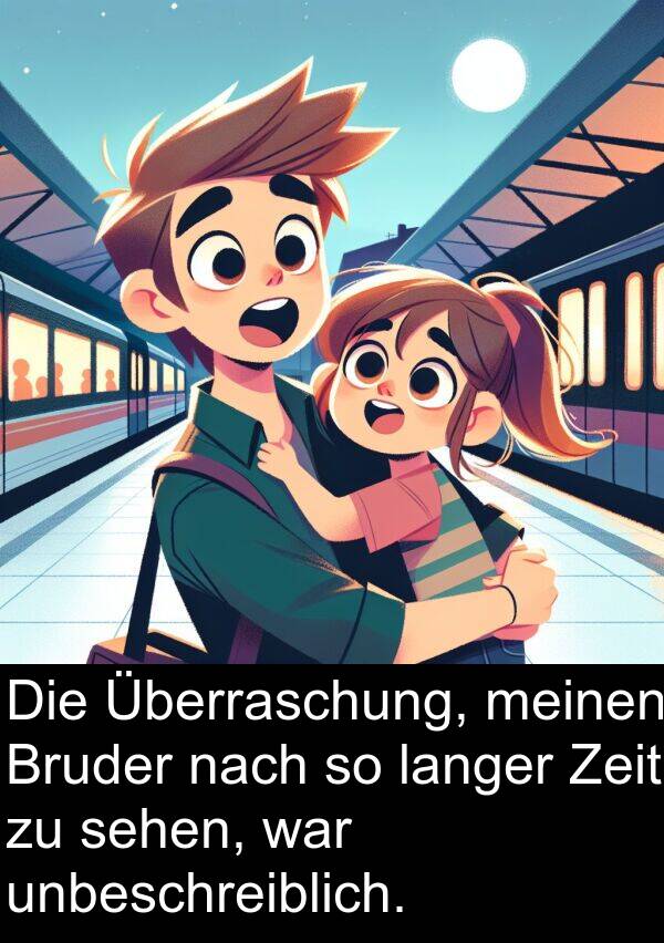 sehen: Die Überraschung, meinen Bruder nach so langer Zeit zu sehen, war unbeschreiblich.