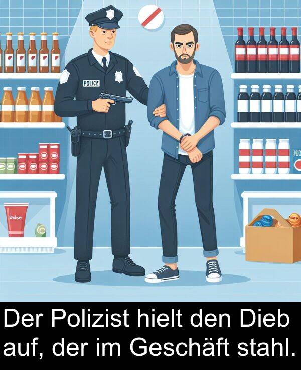 Dieb: Der Polizist hielt den Dieb auf, der im Geschäft stahl.