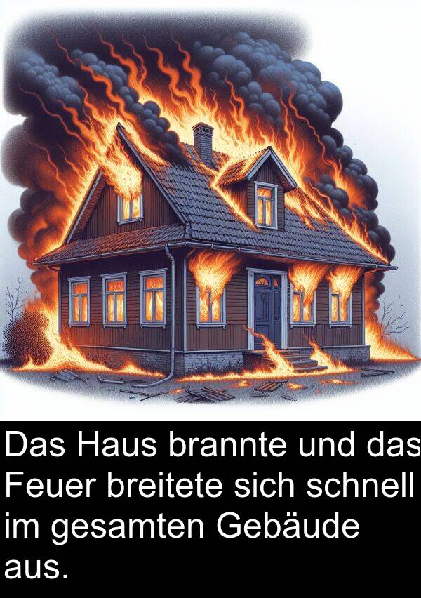 Feuer: Das Haus brannte und das Feuer breitete sich schnell im gesamten Gebäude aus.