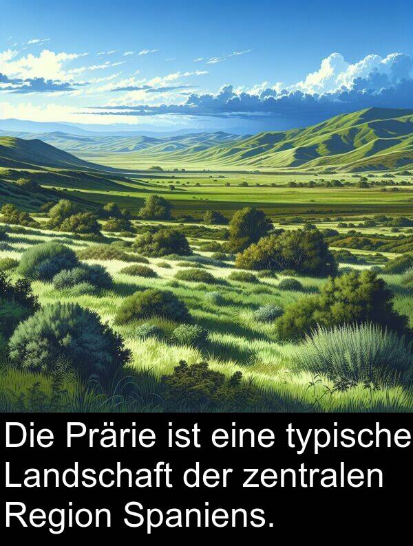 Region: Die Prärie ist eine typische Landschaft der zentralen Region Spaniens.