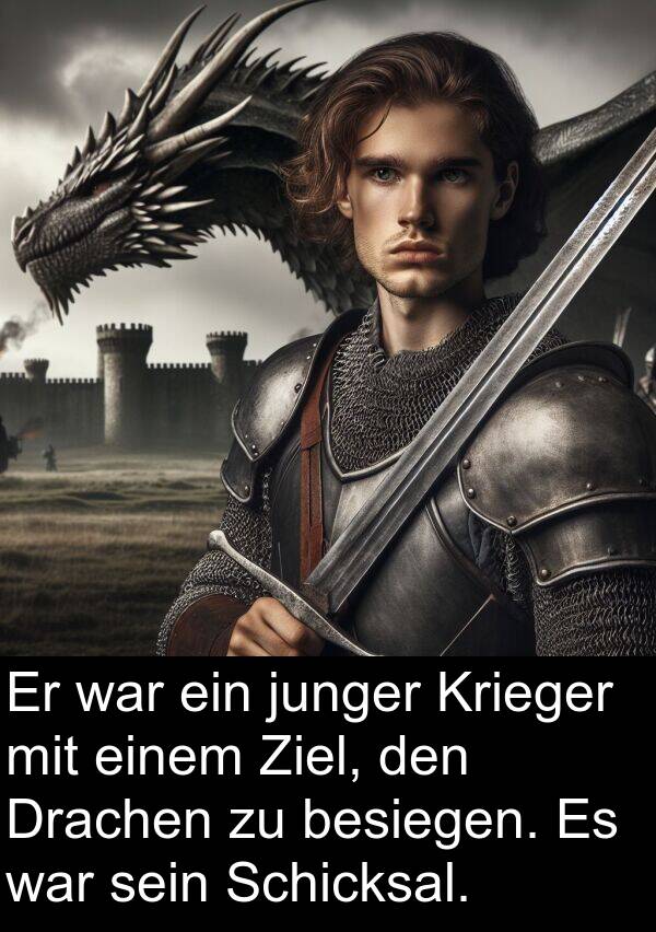 Krieger: Er war ein junger Krieger mit einem Ziel, den Drachen zu besiegen. Es war sein Schicksal.