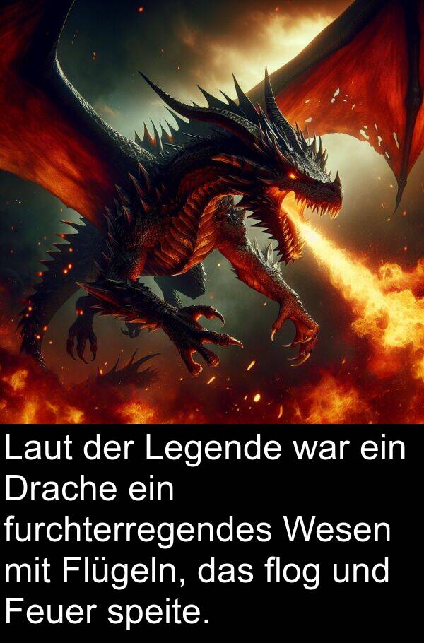 Flügeln: Laut der Legende war ein Drache ein furchterregendes Wesen mit Flügeln, das flog und Feuer speite.