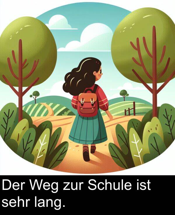 lang: Der Weg zur Schule ist sehr lang.