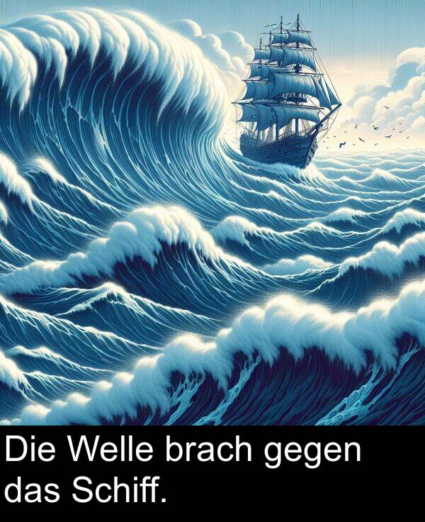 Welle: Die Welle brach gegen das Schiff.