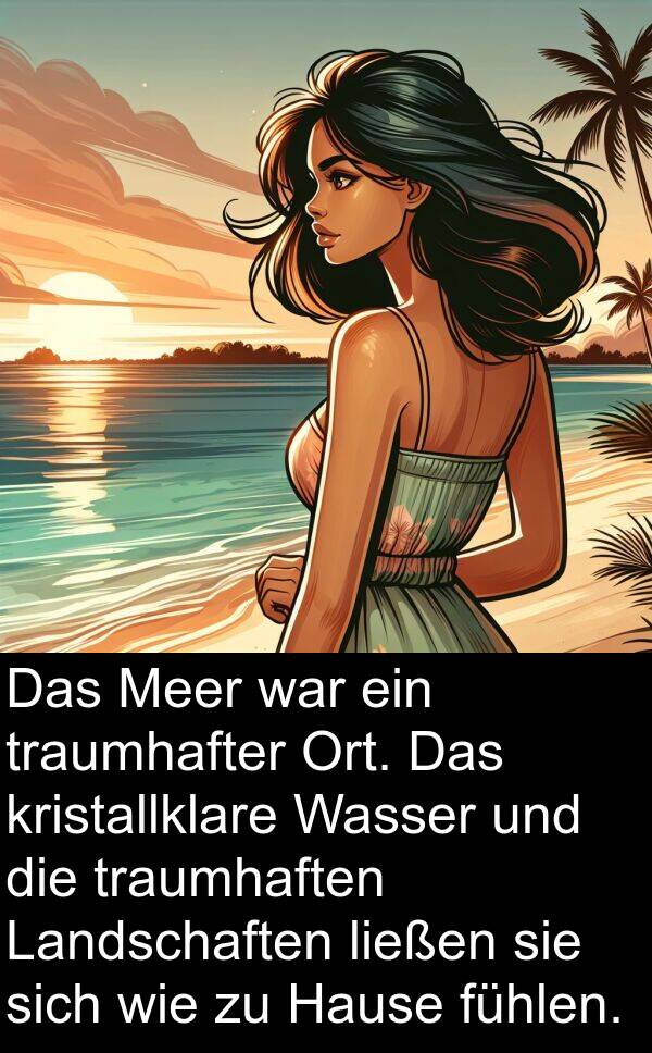 traumhaften: Das Meer war ein traumhafter Ort. Das kristallklare Wasser und die traumhaften Landschaften ließen sie sich wie zu Hause fühlen.