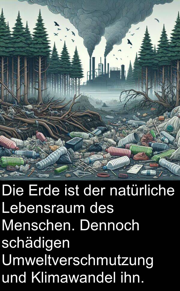 Umweltverschmutzung: Die Erde ist der natürliche Lebensraum des Menschen. Dennoch schädigen Umweltverschmutzung und Klimawandel ihn.