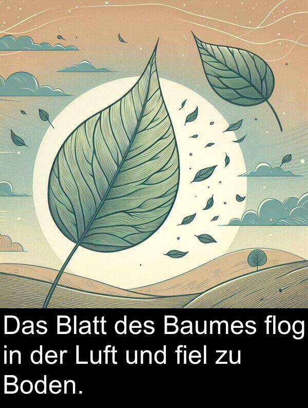 Luft: Das Blatt des Baumes flog in der Luft und fiel zu Boden.