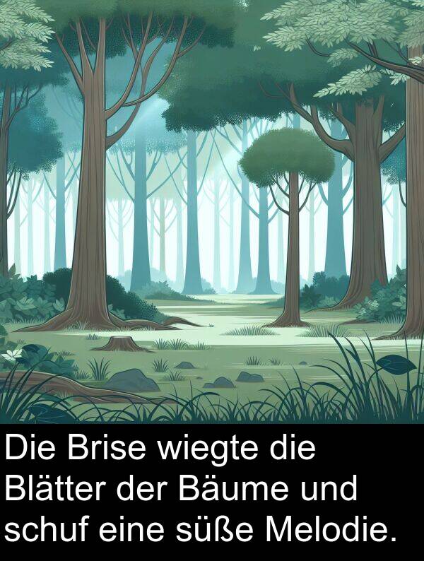 süße: Die Brise wiegte die Blätter der Bäume und schuf eine süße Melodie.