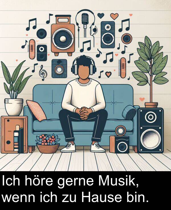 Hause: Ich höre gerne Musik, wenn ich zu Hause bin.