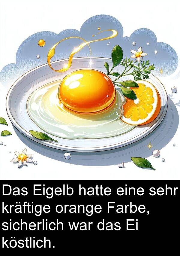 Eigelb: Das Eigelb hatte eine sehr kräftige orange Farbe, sicherlich war das Ei köstlich.