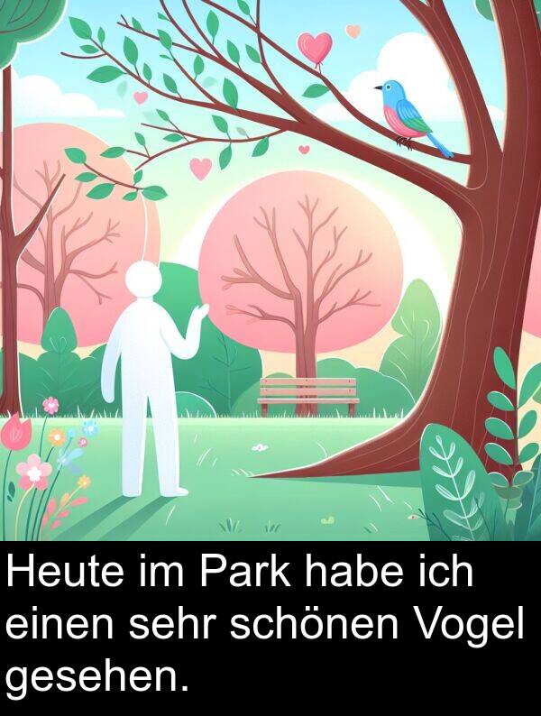 Park: Heute im Park habe ich einen sehr schönen Vogel gesehen.