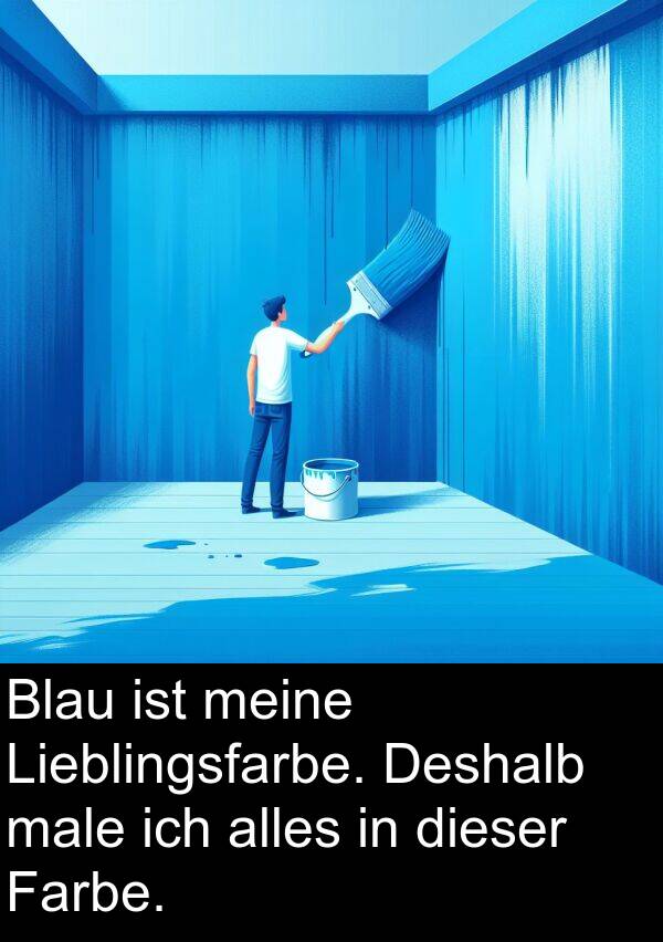 Lieblingsfarbe: Blau ist meine Lieblingsfarbe. Deshalb male ich alles in dieser Farbe.