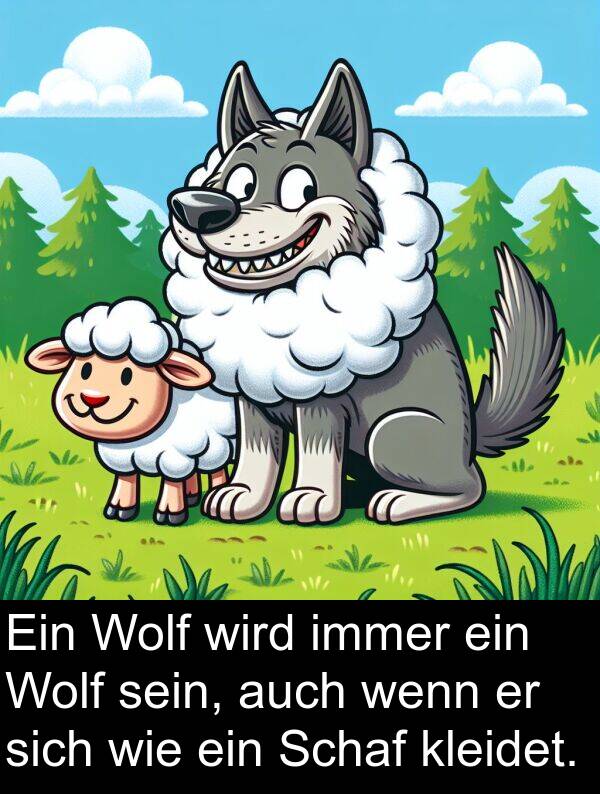 auch: Ein Wolf wird immer ein Wolf sein, auch wenn er sich wie ein Schaf kleidet.