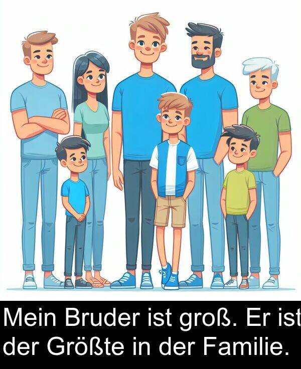 groß: Mein Bruder ist groß. Er ist der Größte in der Familie.