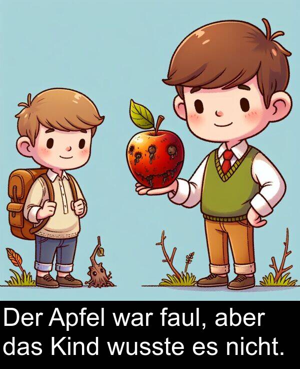 Kind: Der Apfel war faul, aber das Kind wusste es nicht.