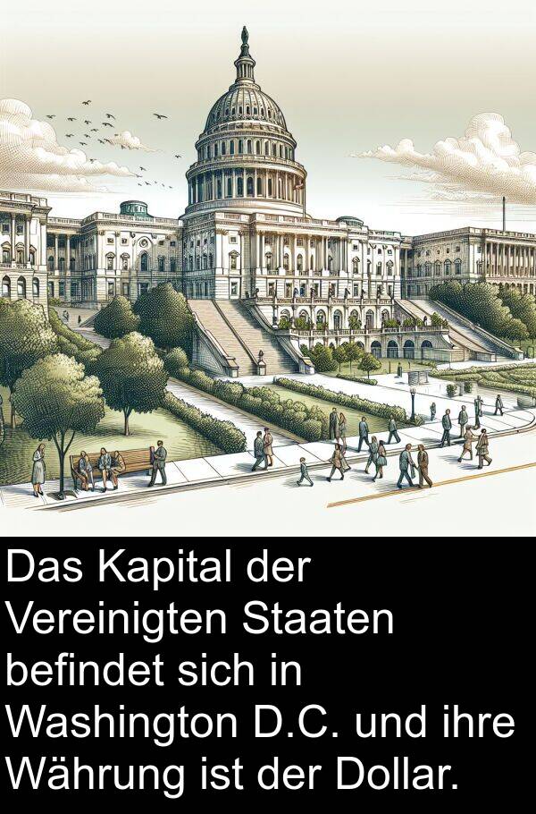 Dollar: Das Kapital der Vereinigten Staaten befindet sich in Washington D.C. und ihre Währung ist der Dollar.