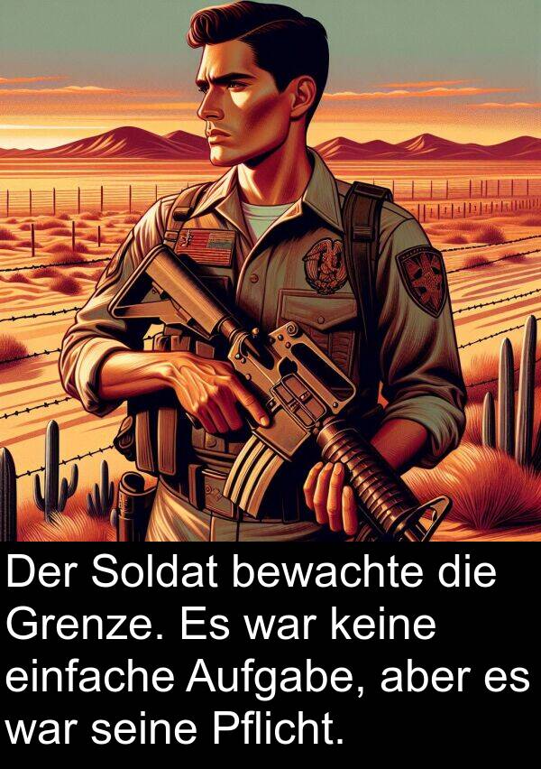 einfache: Der Soldat bewachte die Grenze. Es war keine einfache Aufgabe, aber es war seine Pflicht.