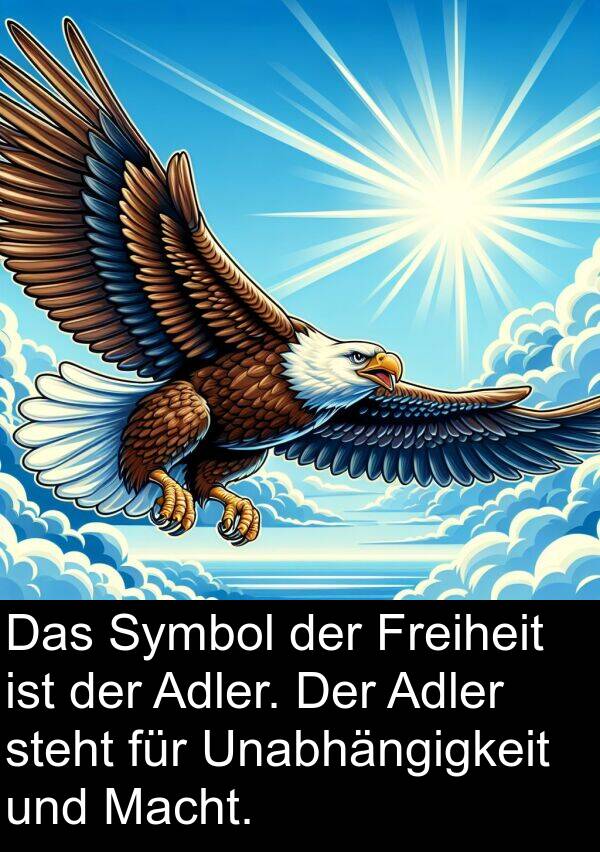 Adler: Das Symbol der Freiheit ist der Adler. Der Adler steht für Unabhängigkeit und Macht.