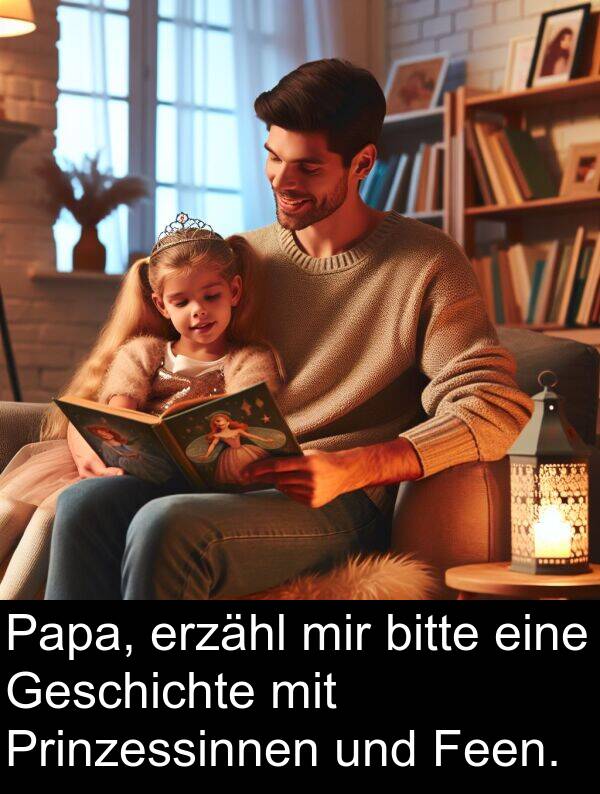 Papa: Papa, erzähl mir bitte eine Geschichte mit Prinzessinnen und Feen.