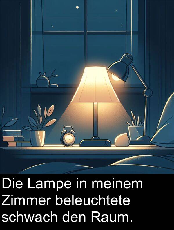 Raum: Die Lampe in meinem Zimmer beleuchtete schwach den Raum.