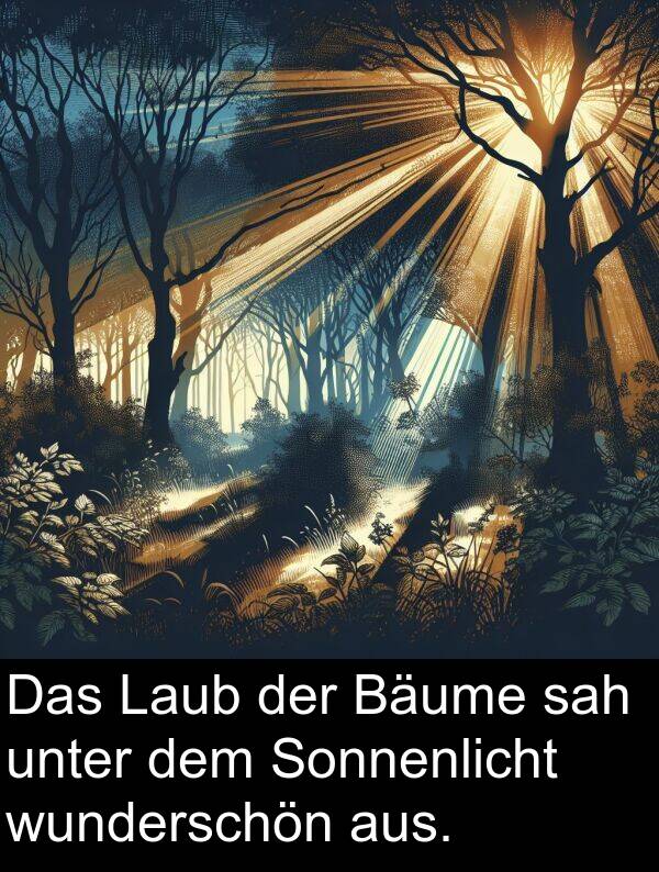 Laub: Das Laub der Bäume sah unter dem Sonnenlicht wunderschön aus.