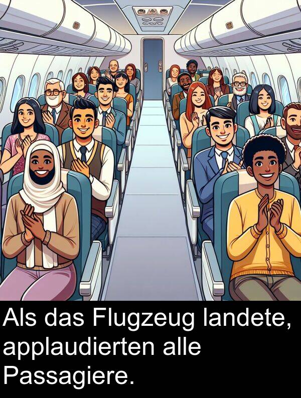 Passagiere: Als das Flugzeug landete, applaudierten alle Passagiere.