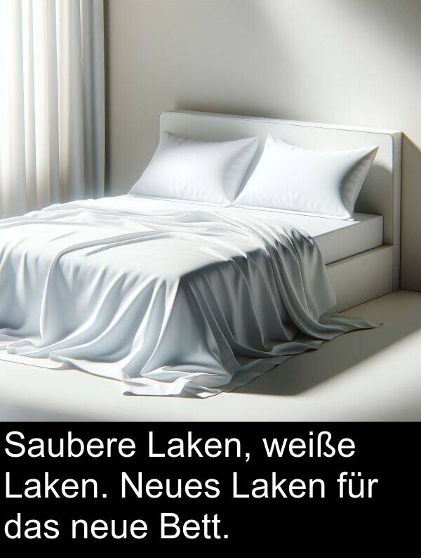 Saubere: Saubere Laken, weiße Laken. Neues Laken für das neue Bett.