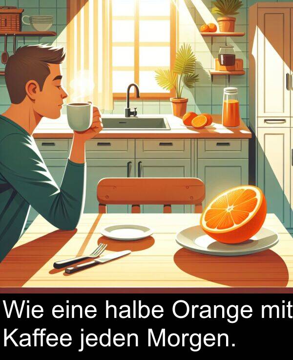 eine: Wie eine halbe Orange mit Kaffee jeden Morgen.