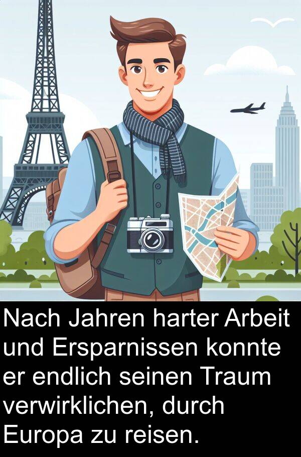 harter: Nach Jahren harter Arbeit und Ersparnissen konnte er endlich seinen Traum verwirklichen, durch Europa zu reisen.